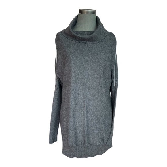 Women’s Dress MICHAEL KORS Turtle Neck Sweater Dress Grey Shoulder Zip Dress - Picture 6 of 10